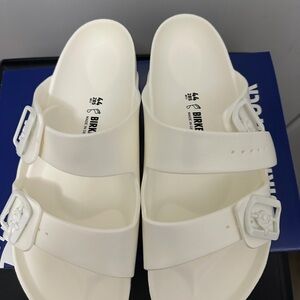 Birkenstock White Two-Strap Slide Sandals